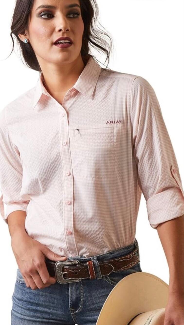 Ariat VentTEK Womens Stretch Shirt, Pink Gingham, Size XXL